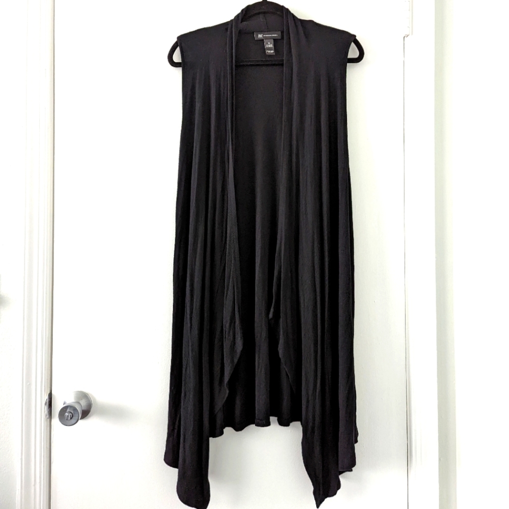 Inc International Concepts Long Vest Sleeveless Black size XL